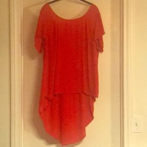 Bright red extreme high low torrid top